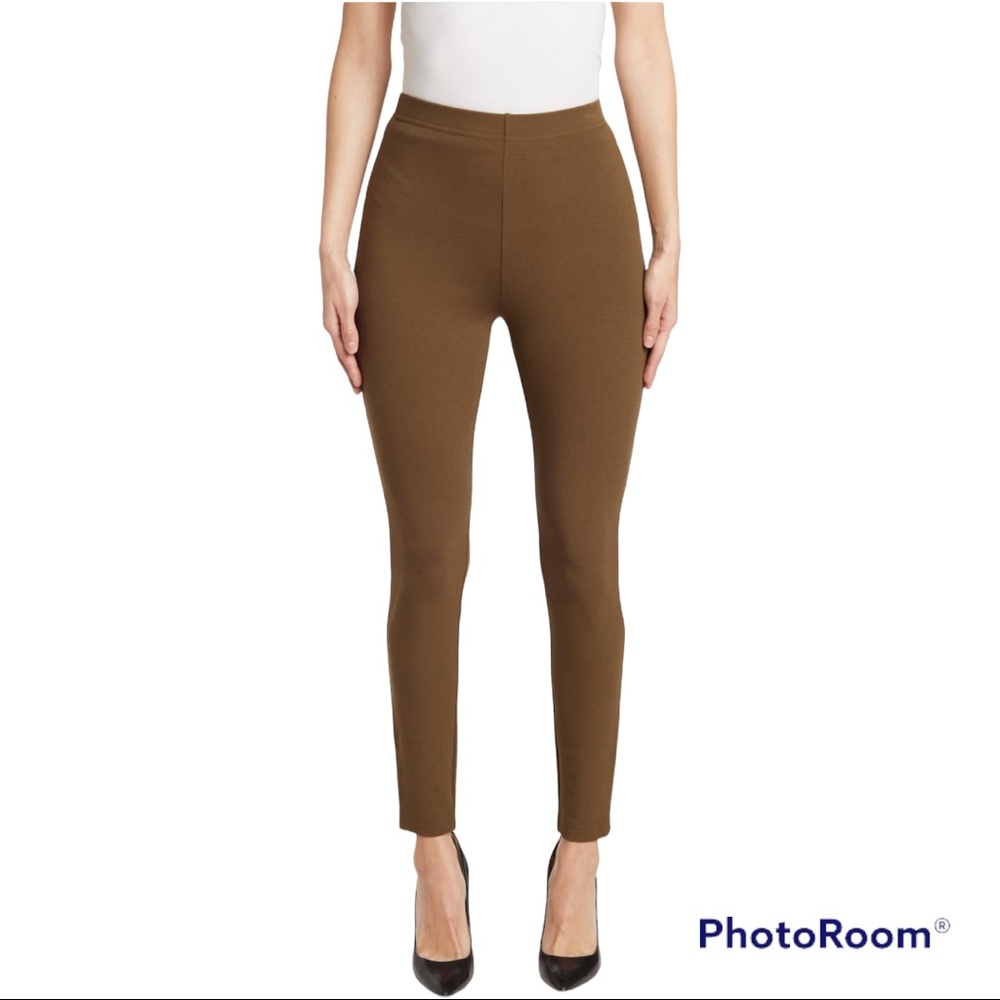 ST. JOHN Ponti de roma high waisted olive green leggings